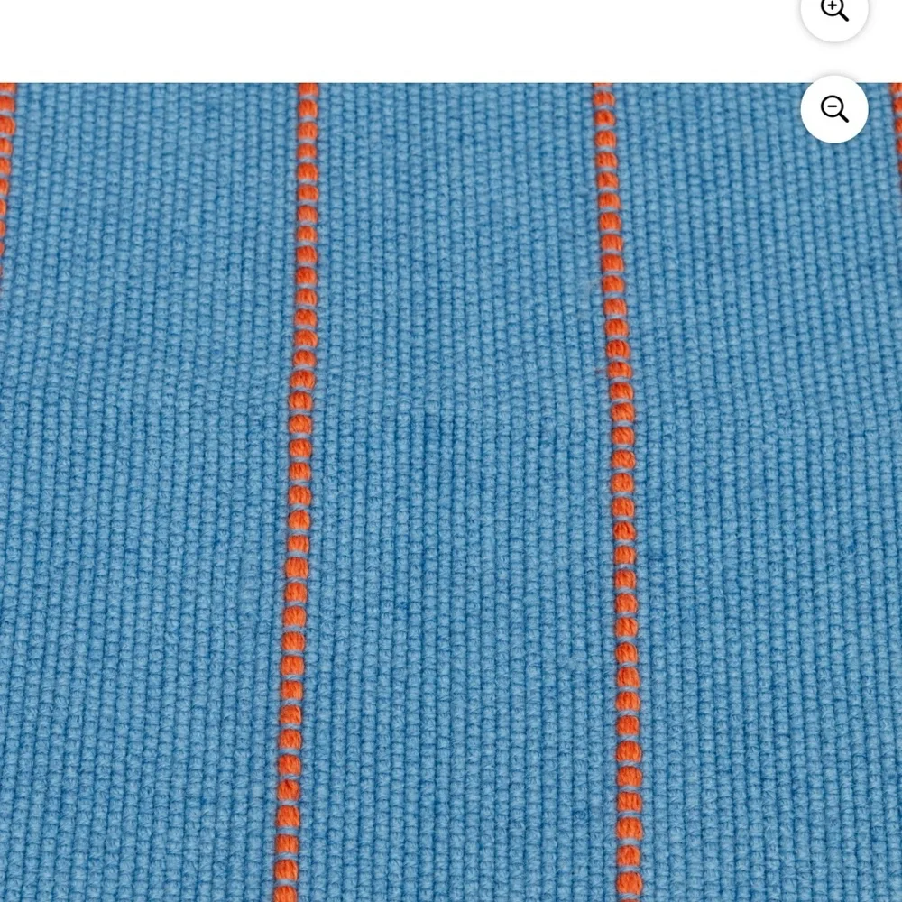 Blue and Orange Striped Fringe Rug